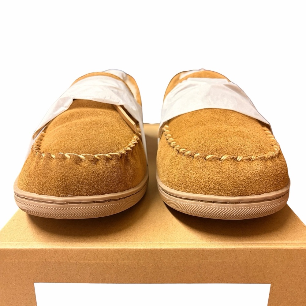 MY SLIPPERS new Men's Tan Suede Faux Fur Slip-On Leather Loafers - US11 WIDE - Picture 6 of 15